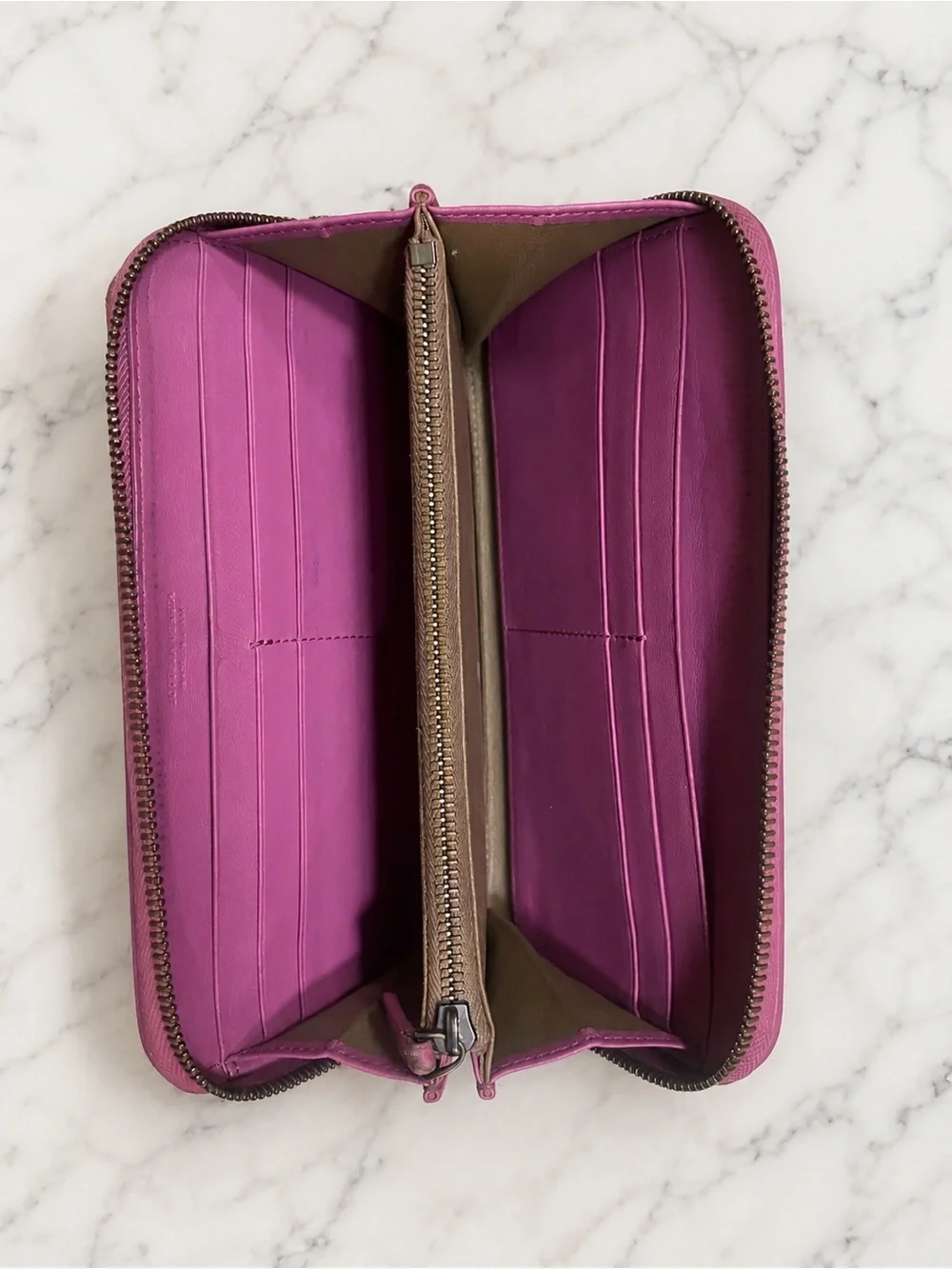 Hard to find Woven Leather Zip Wallet in Deep Plum with snake skin accent